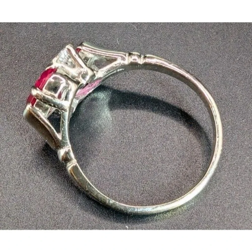 10K White‎ Gold Heart-Shaped Ruby & Diamond Accent Ring 9